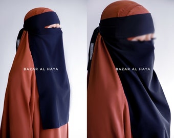 Bazaralhaya Single Layer Niqab Burqa Dark Blue Pea One Niqab Face Veil Nikab Breathable Niqab Burka Khimar Premium Qualit Muslim Islam Burka