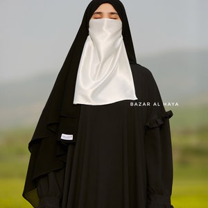 White Satin Single Half Niqab Elegant & Modest Veil image 6