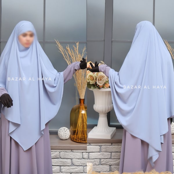 Mubarak Khimar Extra Baby Blue Diamond Khimar Long Scarf Nidha Fabric Nikab Niqab Burqa Triangle Khimar Beautiful Muslim Scarves Islamic