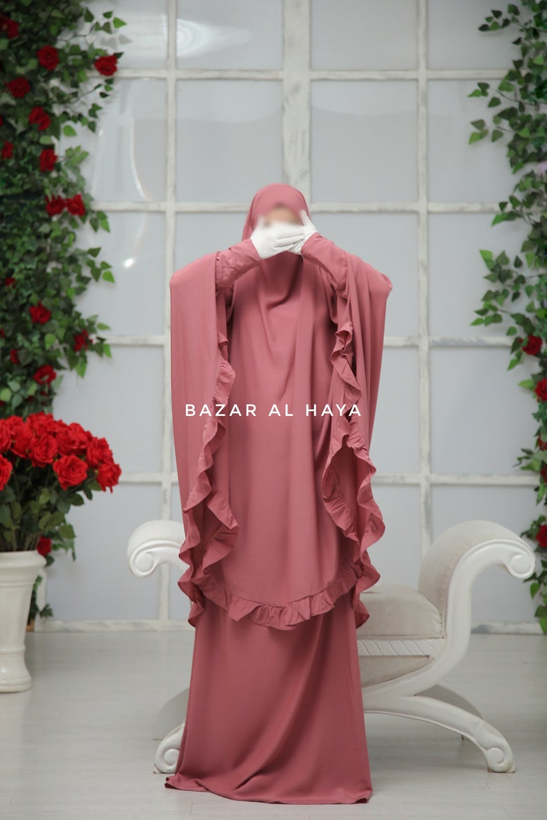 Ibadah Raspberry Pink Two-piece Jilbab with Skirt, Haj, Umrah Garment & Prayer Set image 5