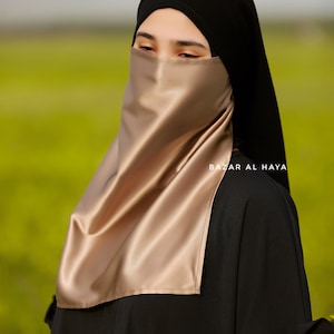 Satin Cappuccino Single Half Niqab - Elegant & Modest Veil