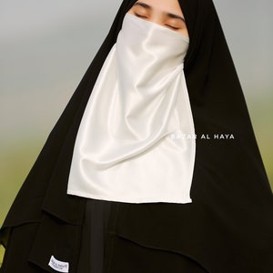 White Satin Single Half Niqab Elegant & Modest Veil image 7