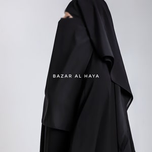 2 Laags Extra Lange Niqab Boerka Zwart Niqab Gezichtssluier Nikab Ademend Niqab Boerka Khimar Premium Qualit Moslim Islam Boerka Perfect Fit Quali afbeelding 5