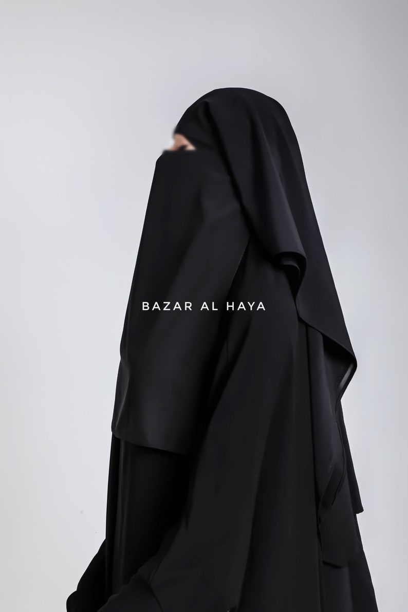 2 Laags Extra Lange Niqab Boerka Zwart Niqab Gezichtssluier Nikab Ademend Niqab Boerka Khimar Premium Qualit Moslim Islam Boerka Perfect Fit Quali afbeelding 5