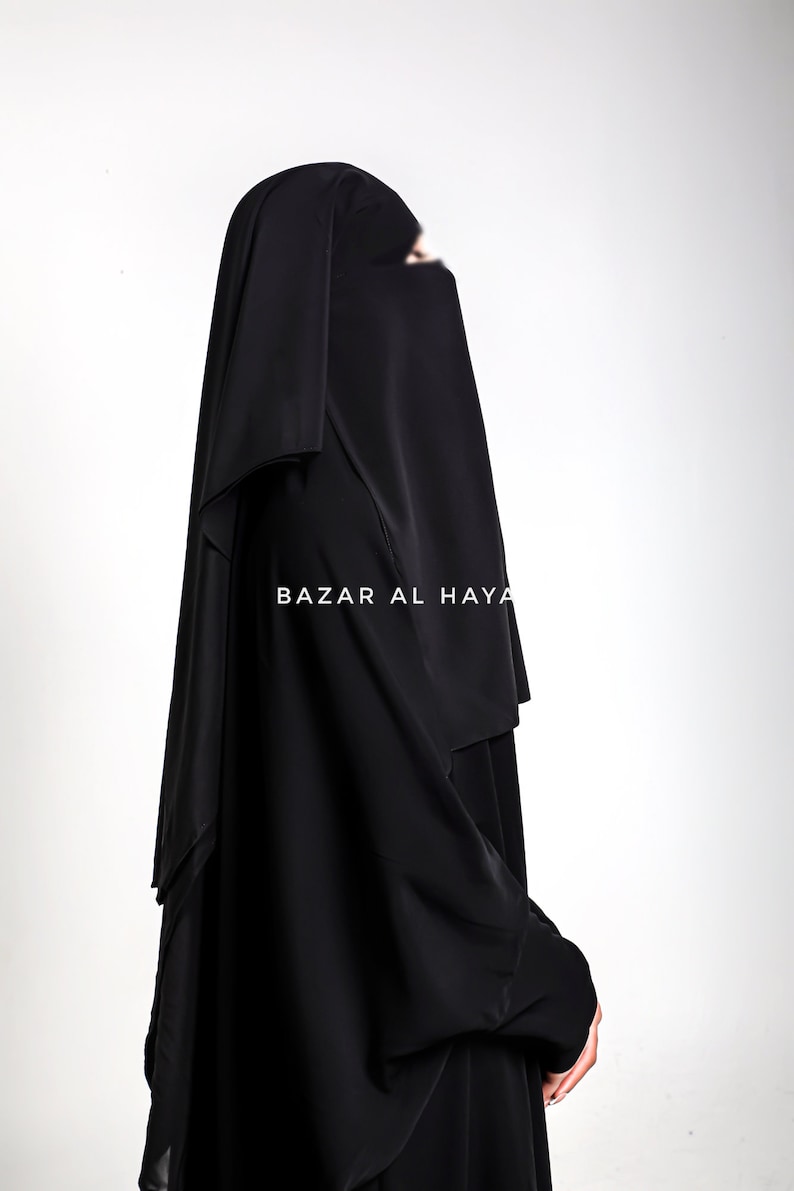 2 Laags Extra Lange Niqab Boerka Zwart Niqab Gezichtssluier Nikab Ademend Niqab Boerka Khimar Premium Qualit Moslim Islam Boerka Perfect Fit Quali afbeelding 2