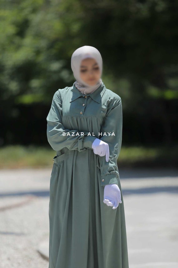 Layla Mint Abaya Dress 100 Cotton Summer Relaxed Fit Dress With