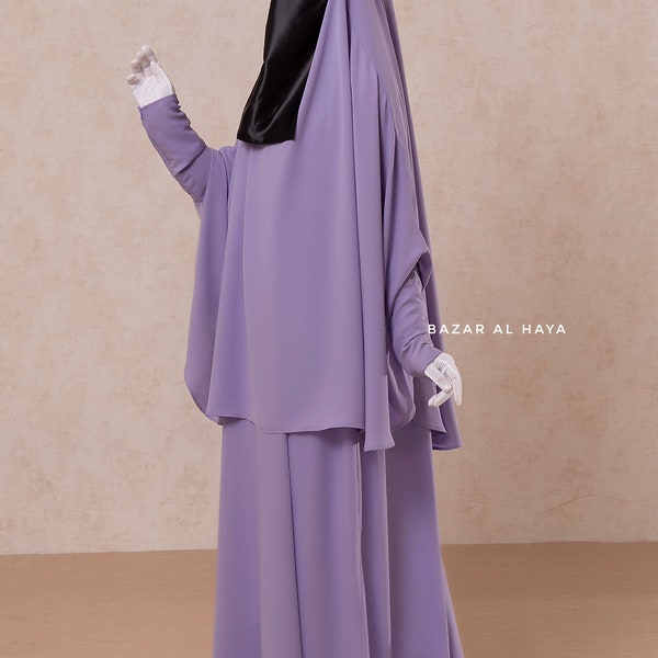 Yasmin Lilac Two Piece Jilbab With Dress & Khimar - Long and Loose Style, Light Soft Breathable Fabric