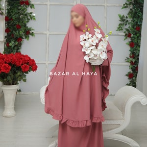 Ibadah Raspberry Pink Two-piece Jilbab with Skirt, Haj, Umrah Garment & Prayer Set image 4