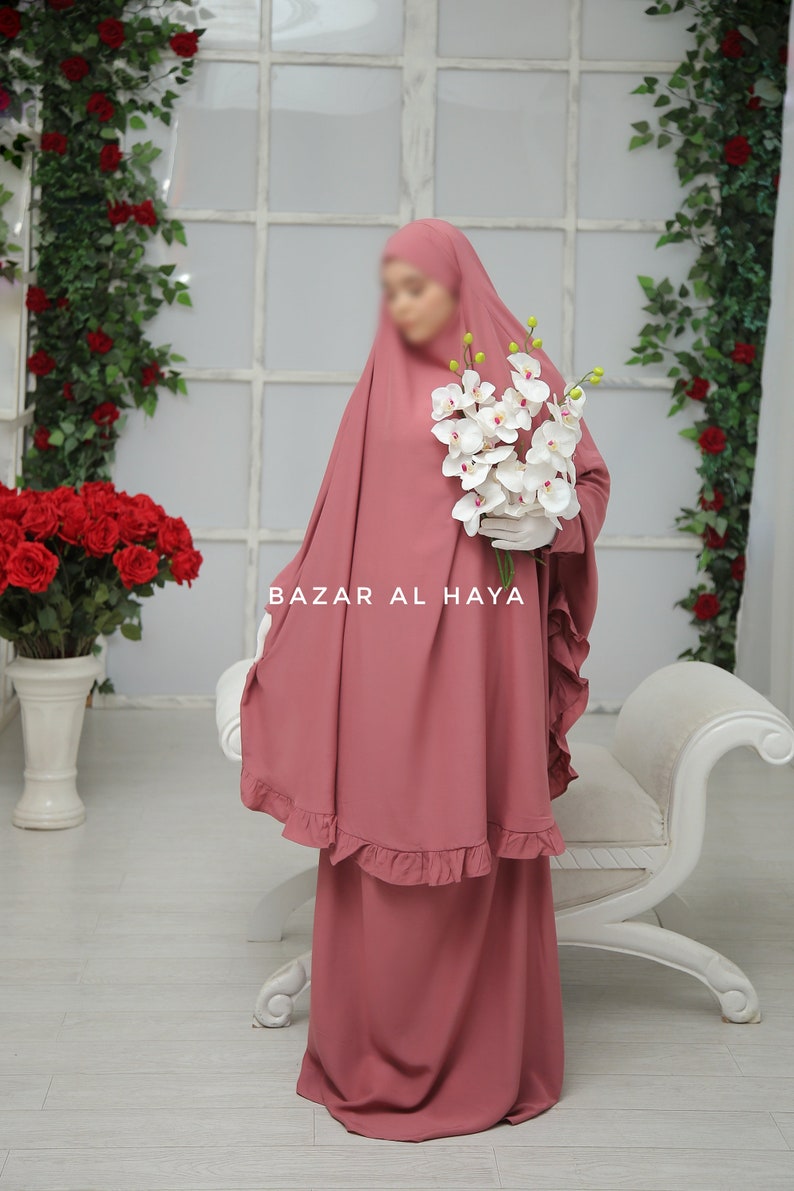 Ibadah Raspberry Pink Two-piece Jilbab with Skirt, Haj, Umrah Garment & Prayer Set image 4