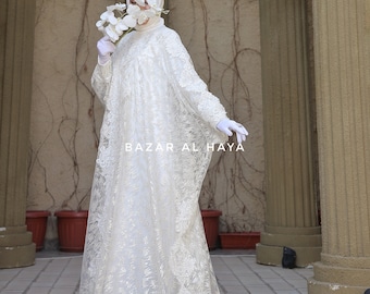 Sahiba Bridal Silk Gown Abaya & Lace Cloak Set For Walima  Wedding