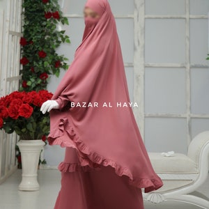 Ibadah Raspberry Pink Two-piece Jilbab with Skirt, Haj, Umrah Garment & Prayer Set image 2