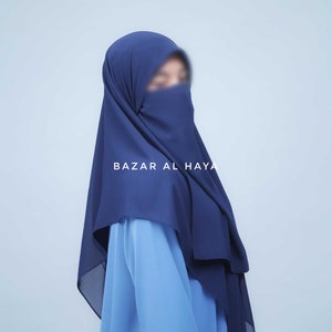 Dark Blue Single Half Niqab - Super Breathable Veil
