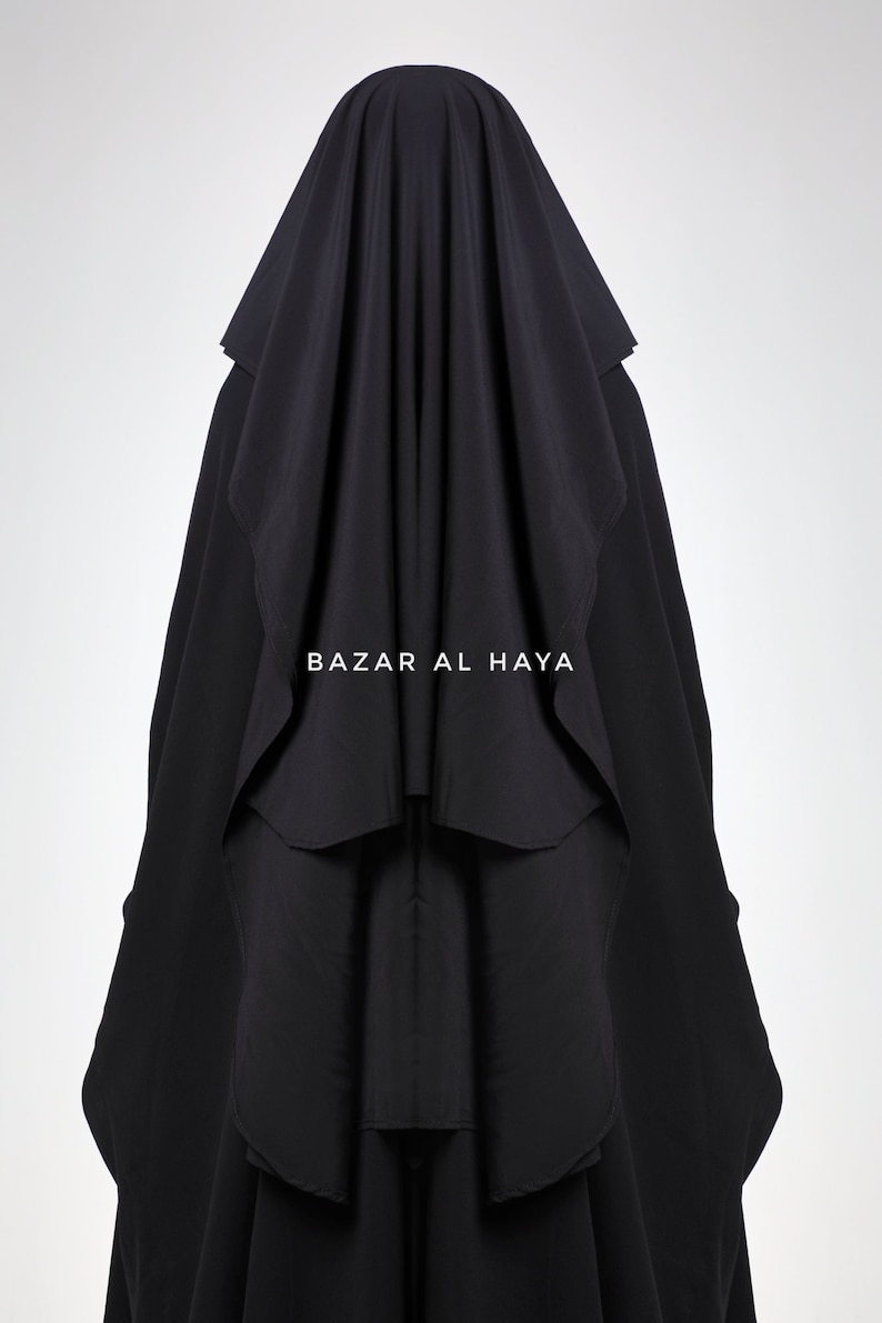 2 Laags Extra Lange Niqab Boerka Zwart Niqab Gezichtssluier Nikab Ademend Niqab Boerka Khimar Premium Qualit Moslim Islam Boerka Perfect Fit Quali afbeelding 6