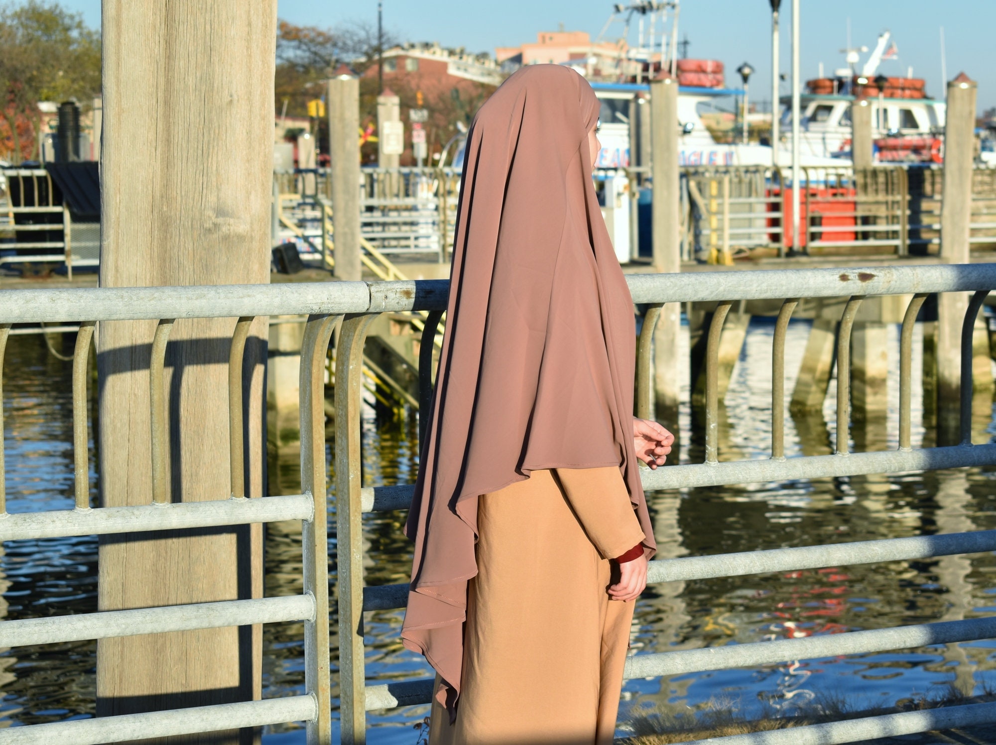 Mubarak Khimar Extra Long Diamond Khimar Rose Long Scarf In Nidha Fab…