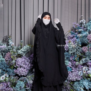 Ibadah Black Two-piece Jilbab with Skirt, Haj, Umrah Garment & Prayer Set