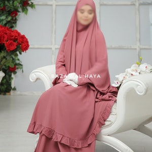 Ibadah Raspberry Pink Two-piece Jilbab with Skirt, Haj, Umrah Garment & Prayer Set image 6