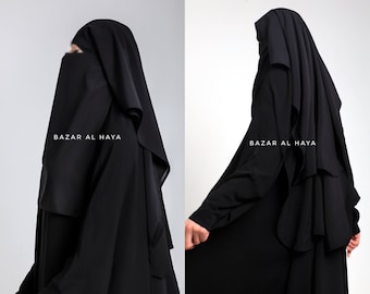 2 Layer Extra Long Niqab Burqa Black Niqab Face Veil Nikab Breathable Niqab Burka Khimar Premium Qualit Muslim Islam Burka Perfect Fit Quali