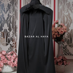 Black Sarah One Piece Jilbab - Zipper Sleeves - Silk Crepe