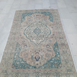 5x7, Turkish Rug,Vintage Rug,Oushak Rug, Natural Rug Bohemian Rug,Anatolian Rug, Antique Rug,Home Decor Rug,Wool Rug,Handmade Rug,4.8x7.4 ft