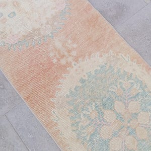 2x6 Runner, Vintage, Home Decor rug, Pastel Rug,2x6 Oushak,SmallRug,Kitchen Rug, 2x5 Turkish, Faded, Woven Rug Handmade Wool Rug 1.10x6.5 ft