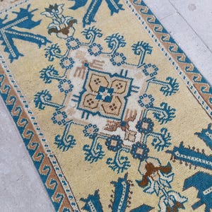 2x4 Rug, Blue Yellow Brown Rug,bahtroom entryway kitchen bedroom livingroom kids mini Rug, 2x4 doormat Rug, home decor, home dizayn,1.9x3.8f