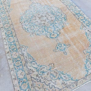 4x6 Rug Vintage Turkish Handmade Rugs 4x6 Bedroom Entryway Oushak Rug 4x6 Livingroom Wool Rug 4x6 Woven Handmade Small Soft Rugs 3.7x6.1 ft