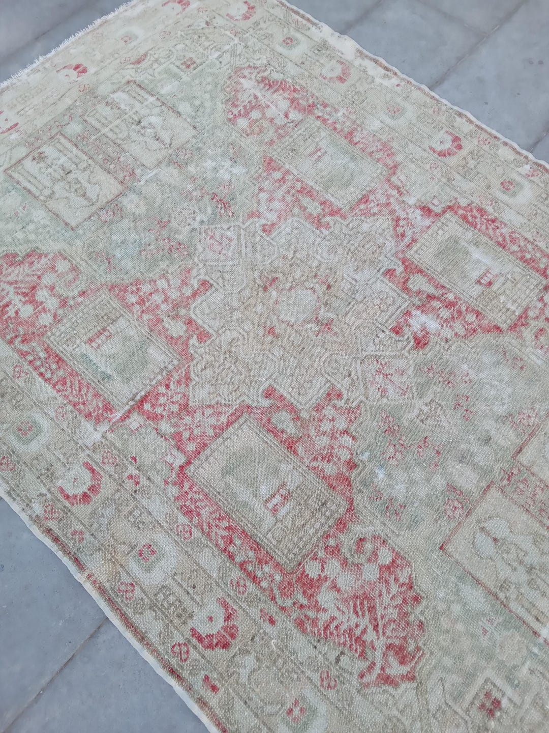 4x6 Rugs,red Faded Green Rugs, Bedroom Livingroom Kids Office Kitchen ...