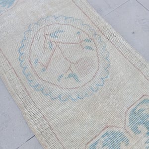 2x4 Rug, beige blue brown vintage mini turkish Rug, bahtroom entryway kitchen bedroom livingroom doormat Rug, home decor, 2.1x3.11 feet