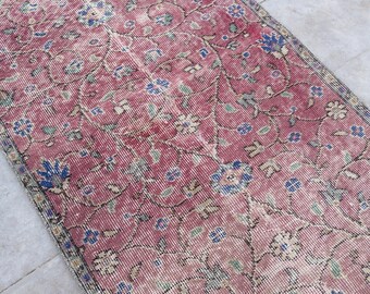 2x6 Runner Rug, Turkish Vintage Rug, Oushak Handmade Wool Rug, Short Runner Rug, For Kitchen Entryway Bedroom Bahtroom Runner,2.6x6.6 feet