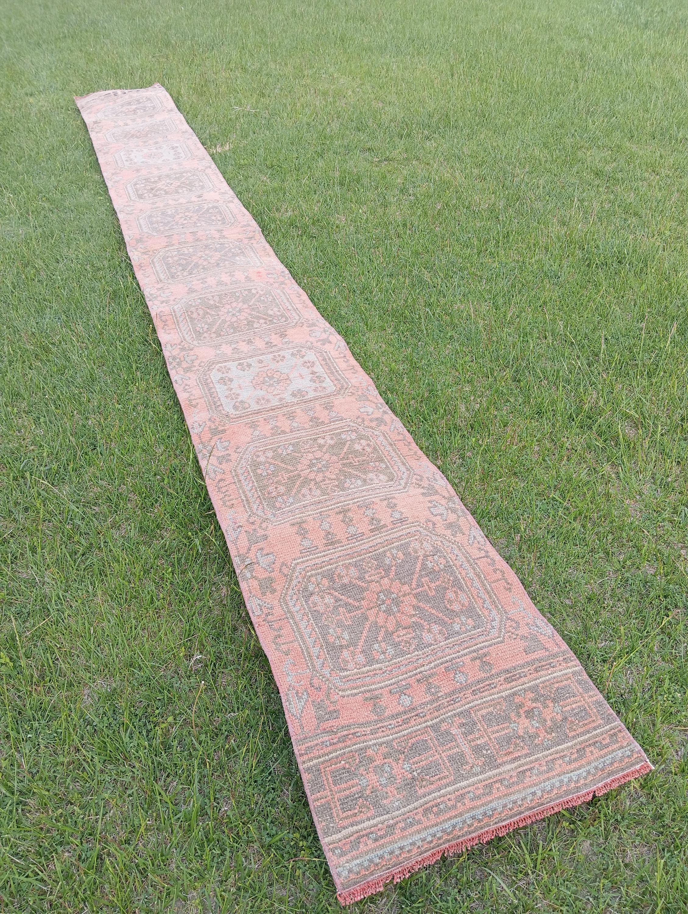 Handwoven Wool Runner Rug: 2x20 Vintage Turkish Hallway Rug, 2.2x20.6 ...