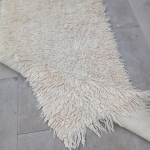 2x7 White Tulu Oushak Runner, 2x7 Handmade Vintage Runner, Turkish Kitchen Kids Entry Living Room Bedroom Rug, Home Decor, 2.5x6.7 Ft