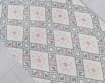 2x6 Runner Rug, Turkish Vintage Rug, Oushak Handmade Wool Rug, Short Runner Rug, For Kitchen Entryway Bedroom Bahtroom Runner,1.11x5.9 feet