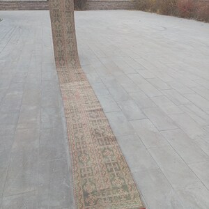 1.10x 18.9 ft,Rare size extra long runner rug, Neutral long runner for stair, Wool Antique long runner for hallway, Runner rug 2x19 turkish