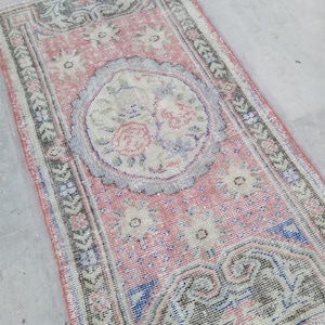 3x5 Faded Pink Turkish Rug, Handmade Vintage Rug, 3x5 Oushak Rug, Natural Wool Rug, Living Room, Bedroom, Kids Rug, Home Decor, 2.7x4.8 Ft
