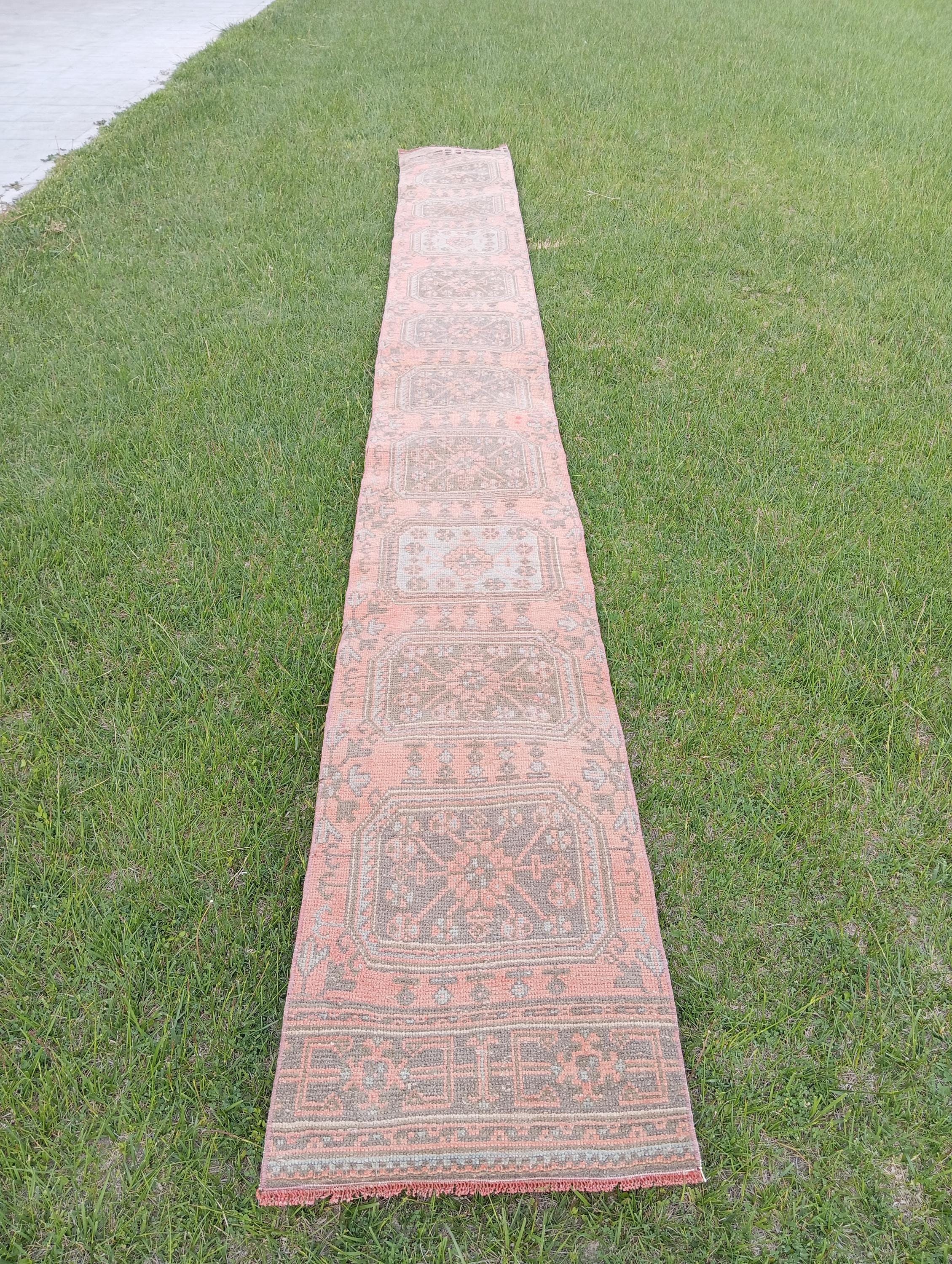 Handwoven Wool Runner Rug: 2x20 Vintage Turkish Hallway Rug, 2.2x20.6 ...