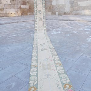 1.9x19.6 ft, Rare size extra long runner rug, Neutral long runner for stair, Wool Antique long runner for hallway, Runner rug 2x25 turkish