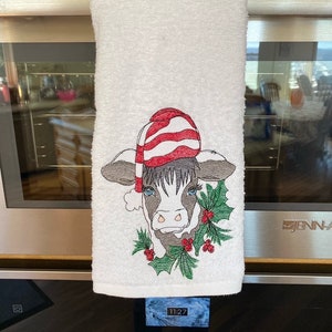 Cow Santa cutest kitchen towel around