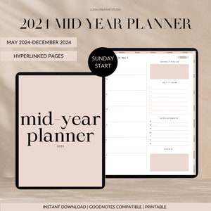 2024 Digital Planner | May-December | Goodnotes Planner | Hyperlinked Planner | Dated Planner