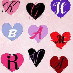 Heart Initial Decals: Custom Vinyl Decals