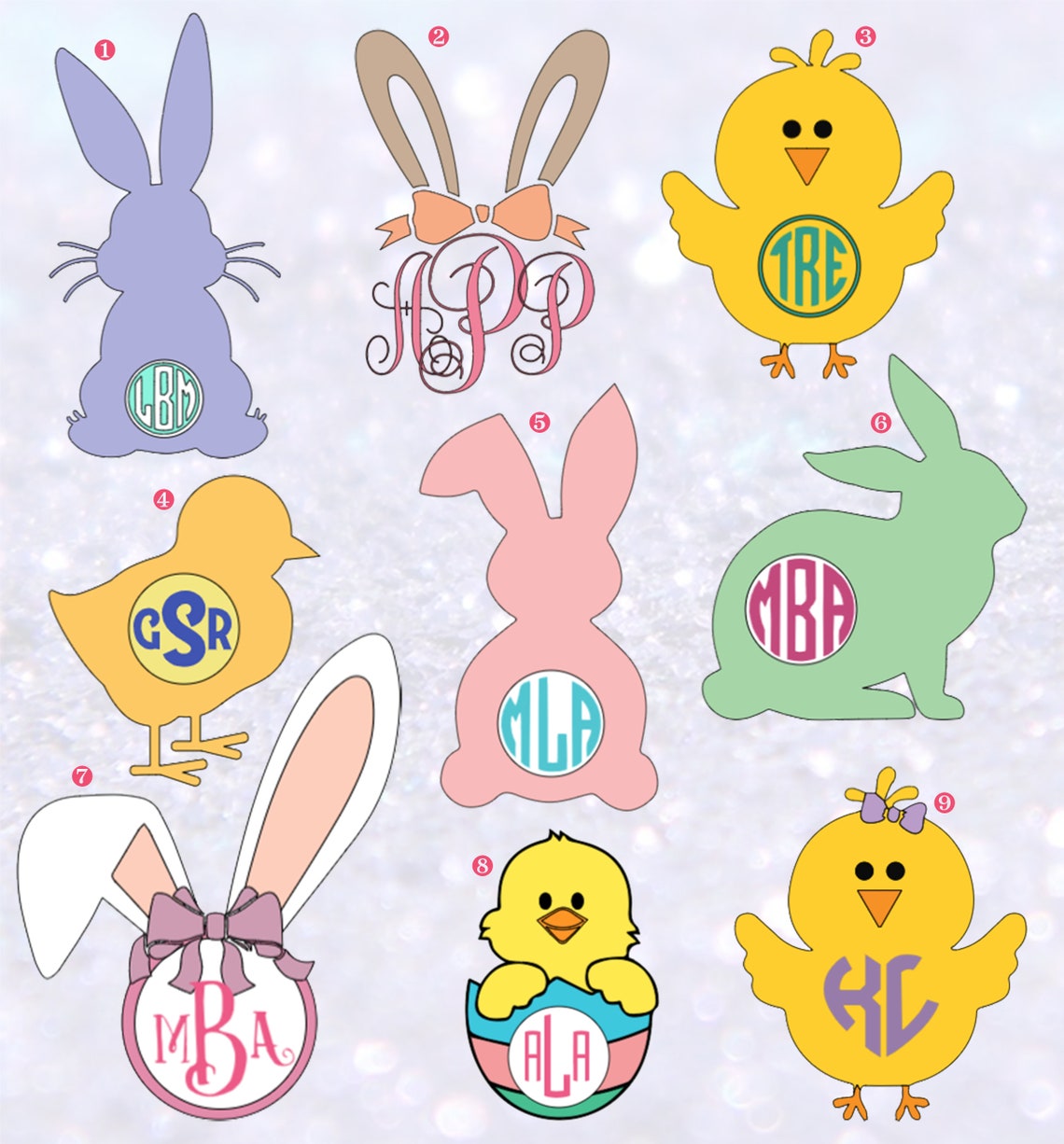 Easter Monogram Decals Vinyl Decals Custom Monogram Decal Etsy