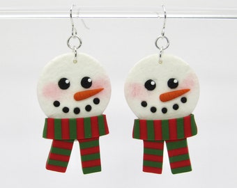 Snowmen Statement Earrings, Large Snowman Earrings, Christmas Statement Earrings, Novelty Christmas Earrings, Bold Fun Festive Earrings