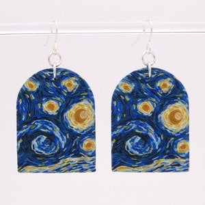 Starry Night Earrings, Van Gogh Earrings, Art Earrings, Starry Night Gift, Gift for Artist Woman, Art Lover Gift, Art Student Gift, Handmade