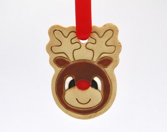 Reindeer Biscuit Decoration, Reindeer Cookie Ornament, Unique Christmas Tree Decoration, Christmas Tree Bauble, Handmade Christmas Ornament