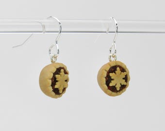 Mini Mince Pie Earrings, Handmade Christmas Earrings, Festive Novelty Earrings, Christmas Gift / Present for Mince Pie Lover