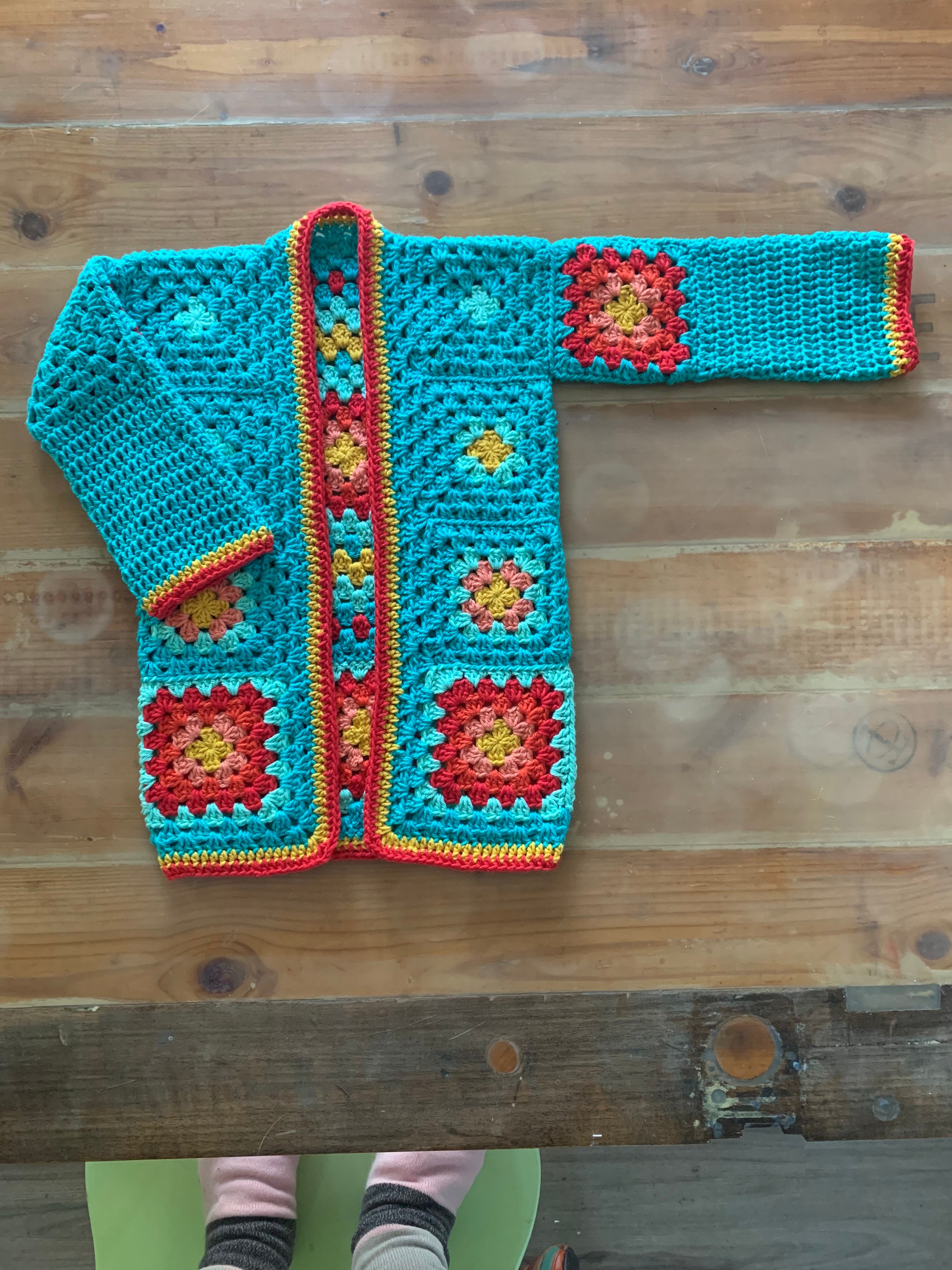 100% Cotton Crochet Granny Square Childs Cardigan / Jacket - Etsy