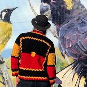 RESERVADO Jaqueta de crochê artesanal unissex com bandeira blak