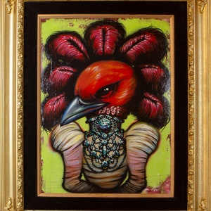 Dion Terry: "Queen Bird" Pintura original enmarcada