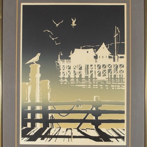Roy Williams: Vintage embossed serigraph, &quot;Evening&quot;