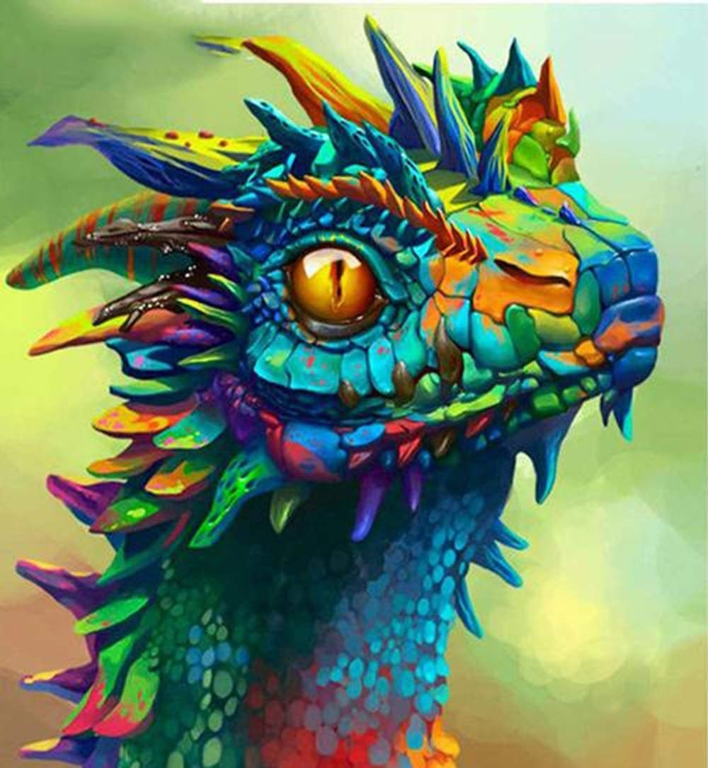 RMSGOZO 12 X 12 Inch Handsome Ancient Dragon Diamond Painting for Adults -  Sunset Cave Entrance, Full Drill Crystal Rhinestone Embroidery Craft Kits