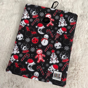 Christmas book sleeve w/closure, bookish gift, book cozy, book lovers gift